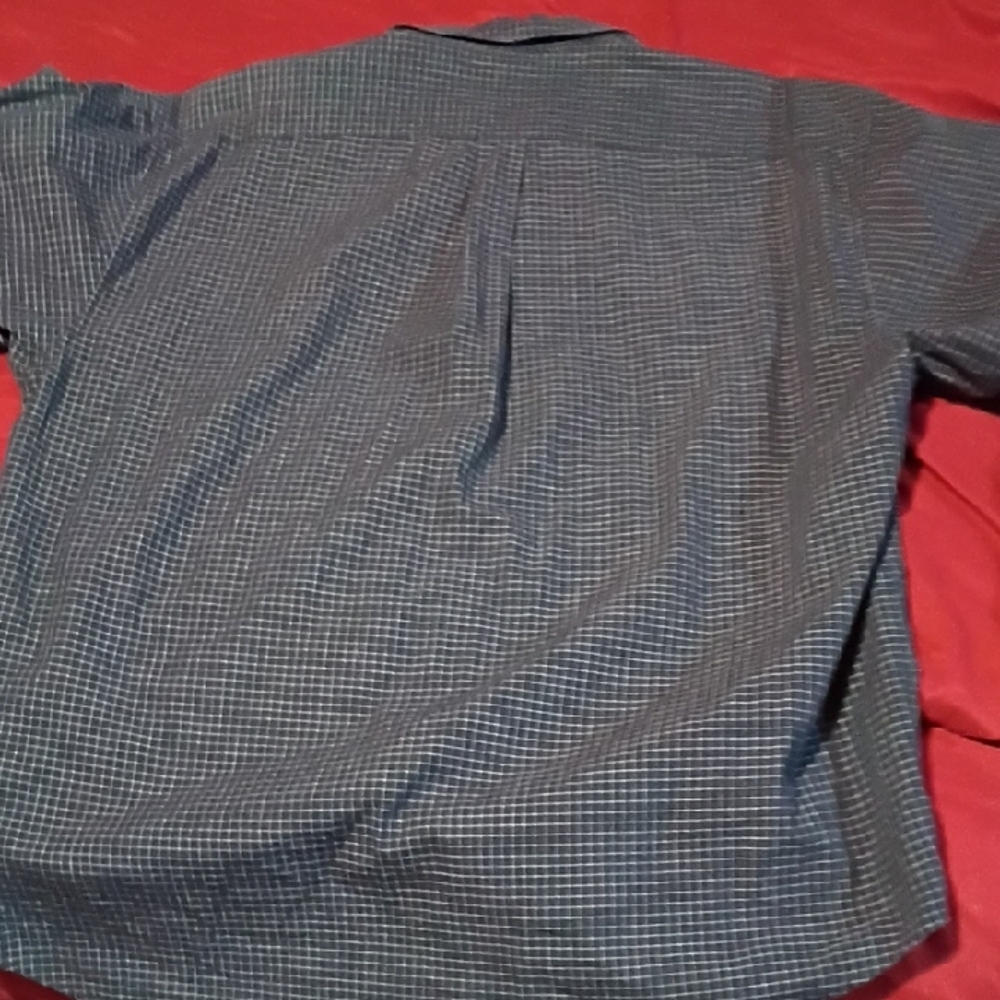 Navy Checkered Button-Down Shirt - image 5